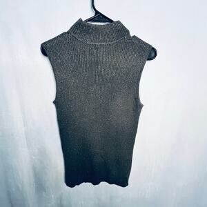 212 Collection Silver Shimmer Sleeveless Mockneck Sweater M